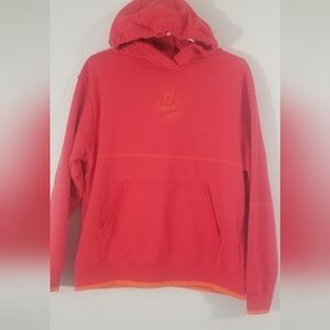 Nike Hoodie. Pink with Orange Accents. Front Ombre Nike Logo. Size Womens Small.